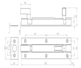 Technical drawing of of Frelan - Jedo Brass Heavy Necked Barrel Bolts 150x38mm Polished Brass Sku. J1002PB-6