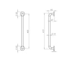 Technical drawing of of Frelan - Aluminium 19mm D Shape Pull handle Rose Fixing SAA Finish 400x19mm Satin Anodised Aluminium Sku. J1058