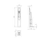 Technical drawing of of Frelan - Jedo Aluminium Lever Action Flushbolts 152x19mm Satin Anodised Aluminium Sku. J5640A