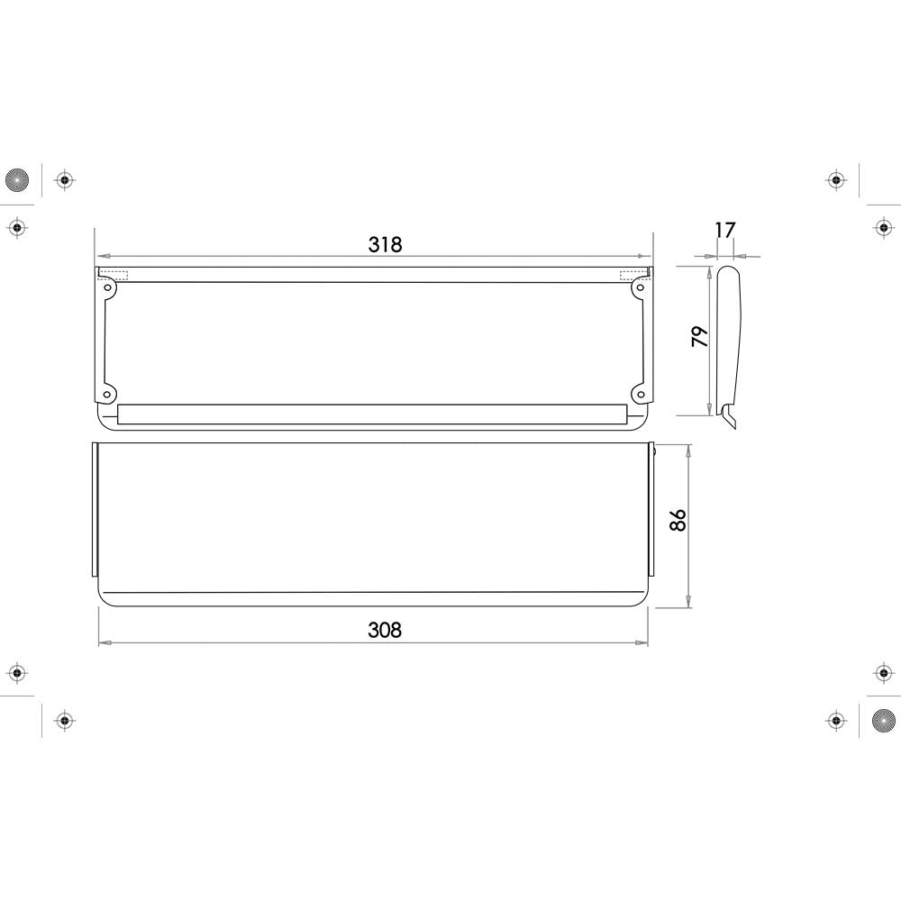 Technical drawing of of Frelan - Antique Inner Door Tidies Black Sku. JAB112