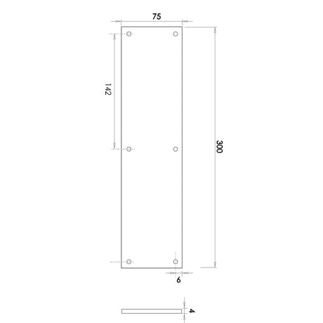 Technical drawing of of Frelan - Antique Range Finger Plates 300x70mm Black Sku. JAB56