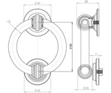 Technical drawing of of Frelan - Antique Ring Door Knockers 100mm Black Sku. JAB7