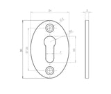Technical drawing of of Frelan - Antique Oval Escutcheon 50mm Black Sku. JAB75