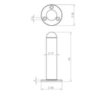 Technical drawing of of Frelan - Antique Wall Mounted Doorstops 90mm Black Sku. JAB9551