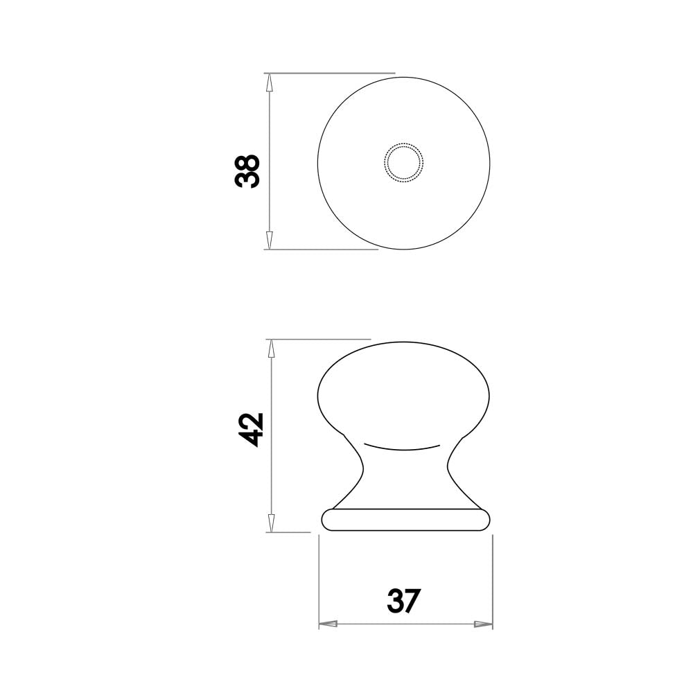 Technical drawing of of Frelan - Jedo Porcelain Cupboard Knobs 38mm White Sku. JC14