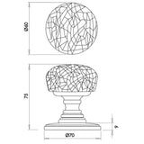 Technical drawing of of Frelan - Jedo Porcelain Mortice Door Knobs Grey Sku. JC40PC