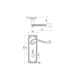 Technical drawing of of Frelan - Georgian Suite Door Handle on Lockplate Polished Brass Sku. JG1PB