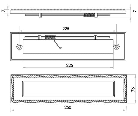 Technical drawing of of Frelan - Jedo Georgian Letterplates Polished Brass Sku. JG7SPB