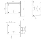 Technical drawing of of Frelan - Fire Brigade Mortice Locks FB2 Sku. JLFB2
