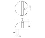 Technical drawing of of Frelan - Nero Oval Floor Mounted Door Stop 46x26mm Black Sku. JMB86