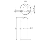 Technical drawing of of Frelan - Nero Wall Mounted Door Stop on Rose 85mm Black Sku. JMB9551B