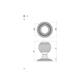 Technical drawing of of Frelan - Jedo Reeded Mortice Door Knobs 62mm Antique Brass Sku. JR8MAB