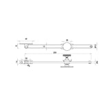 Technical drawing of of Frelan - Jedo Sliding Screw Down Casement Stays 250mm Polished Brass Sku. JV150PB