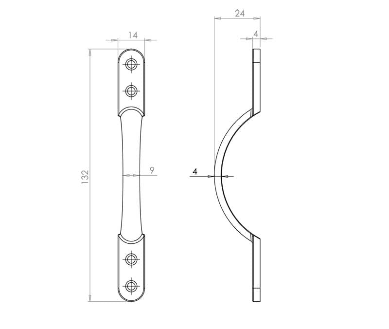 Technical drawing of of Frelan - Jedo Sash Handles 125mm Polished Chrome Sku. JV194BPC