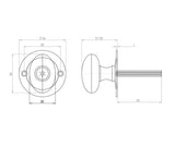 Technical drawing of of Frelan - Jedo Turns for Mortice Rackbolts 50mm Polished Brass Sku. JV2715PB