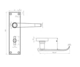 Technical drawing of of Frelan - Victorian Straight Door Handle on Bathroom Plate Polished Chrome Sku. JV30BPC