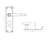 Technical drawing of of Frelan - Victorian Straight Door Handles on Euro Profile Lockplate Satin Chrome Sku. JV30ESC
