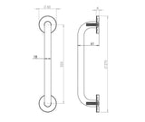 Technical drawing of of Frelan - Jedo Thame Pull Handles 225x19mm Polished Brass Sku. JV3500APB