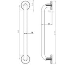 Technical drawing of of Frelan - Jedo Thame Pull Handles 305x19mm Polished Brass Sku. JV3500BPB
