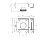 Technical drawing of of Frelan - Jedo Cabinet Catch 56x36mm Polished Chrome Sku. JV360PC