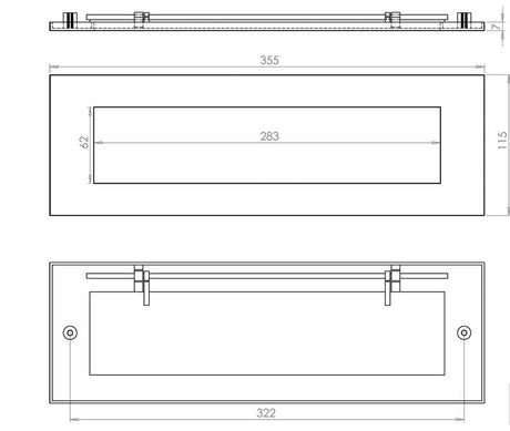 Technical drawing of of Frelan - Jedo Plain Letterplates 355x115mm Polished Brass Sku. JV36CPB