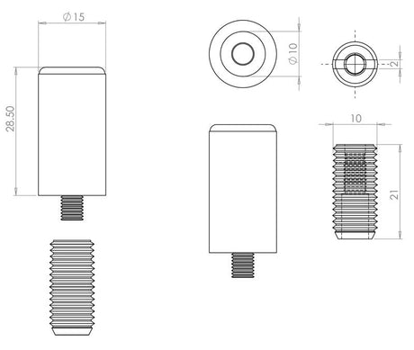 Technical drawing of of Frelan - Jedo Locking Sash Stop Satin Chrome Sku. JV4201SC
