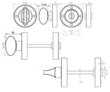 Technical drawing of of Frelan - Jedo Designer Turns & Releases 50mm Round Rose with Indicator 50x10mm Polished Chrome Sku. JV421PC