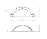Technical drawing of of Frelan - Jedo Drawer Pulls 85mm Polished Chrome Sku. JV423PC