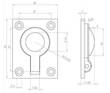 Technical drawing of of Frelan - Jedo 38x50mm Flush Rings 38x50mm Satin Chrome Sku. JV424ASC