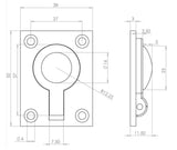 Technical drawing of of Frelan - Jedo 38x50mm Flush Rings 38x50mm Polished Brass Sku. JV424APB