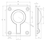 Technical drawing of of Frelan - Jedo 50x63mm Flush Rings 50x63mm Polished Brass Sku. JV424BPB