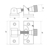 Technical drawing of of Frelan - Jedo Heavy Brighton Fasteners 57x22mm Polished Chrome Sku. JV4288PC