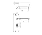 Technical drawing of of Frelan - Mitred Suite Door Handle on Bathroom Plate Polished Chrome/Satin Chrome Sku. JV438PCSC