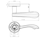 Technical drawing of of Frelan - Gamma Door Handles Satin Chrome Sku. JV509SC