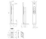 Technical drawing of of Frelan - Jedo Brass Slide Action Flushbolts 102x16mm Polished Brass Sku. JV5640APB