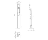 Technical drawing of of Frelan - Jedo Brass Lever Action Flushbolts 200x19mm Satin Chrome Sku. JV5640CSC