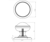 Technical drawing of of Frelan - Jedo Belgravia Centre Door Knobs 66mm Polished Chrome Sku. JV59PC