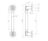 Technical drawing of of Frelan - Jedo Lydia Pull Handles 225mm Polished Chrome / Satin Chrome Sku. JV791PCSC