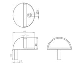 Technical drawing of of Frelan - Jedo Oval Floor Mounted Door Stop 46x26mm Satin Chrome Sku. JV86SC