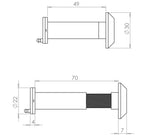 Technical drawing of of Frelan - Jedo 180 Degree Door Viewers C/W Intumescent Polished Brass Sku. JV945PB