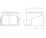 Technical drawing of of Frelan - Jedo Shielded Floor Mounted Door Stop 40x30mm Satin Chrome Sku. JV9529SC