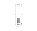 Technical drawing of of Frelan - Jedo Cylinder Wall mounted Door Stop without Rose 102mm Polished Chrome Sku. JV9559BPC