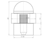 Technical drawing of of Frelan - Jedo Dome Topped Floor Mounted Door Stop 48x28mm Polished Chrome Sku. JV9560PC