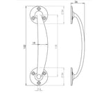 Technical drawing of of Frelan - Jedo Bow Shape Pull Handles 152mm Polished Brass Sku. JV96APB