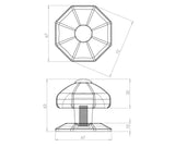 Technical drawing of of Frelan - Antique Centre Door Knobs 72mm Dia Black Sku. JAB6