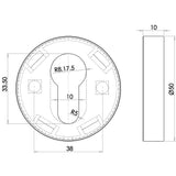 Technical drawing of of Frelan - Euro Profile Escutcheon Satin Anodised Aluminium Sku. SAA11