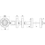Technical drawing of of Frelan - Turns & Releases F2 Finish Satin Anodised Aluminium Sku. SAA20