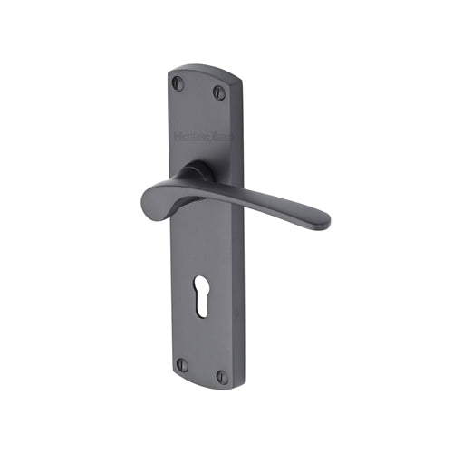 Heritage Brass - Door Handle Lever Lock Diplomat Design Matt Black finish