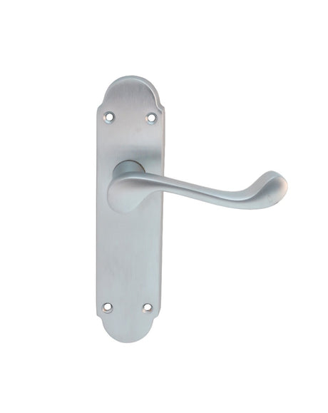 High quality image of Carlisle Brass - Oakley Lever on Latch Backplate - Satin Chrome | Sku. dl167sc | Trade Door Handles.
