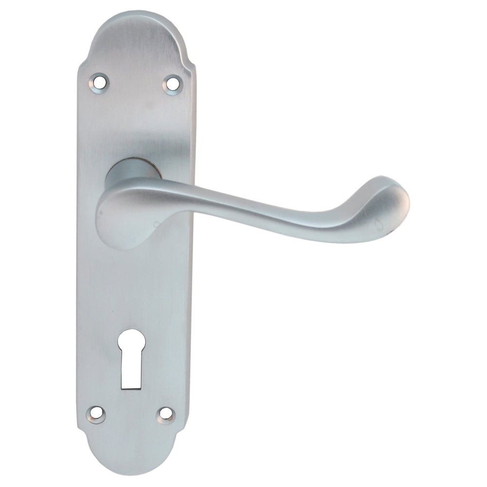 High quality image of Carlisle Brass - Oakley Lever on Lock Backplate - Satin Chrome | Sku. dl168sc | Trade Door Handles.